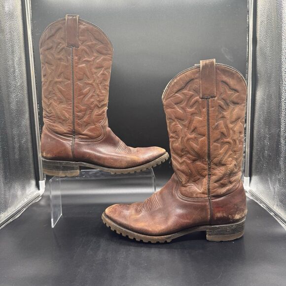 Botas Jaca Brown Leather Boots Western CowboySize 28.5 EE Rugged Sole GUC